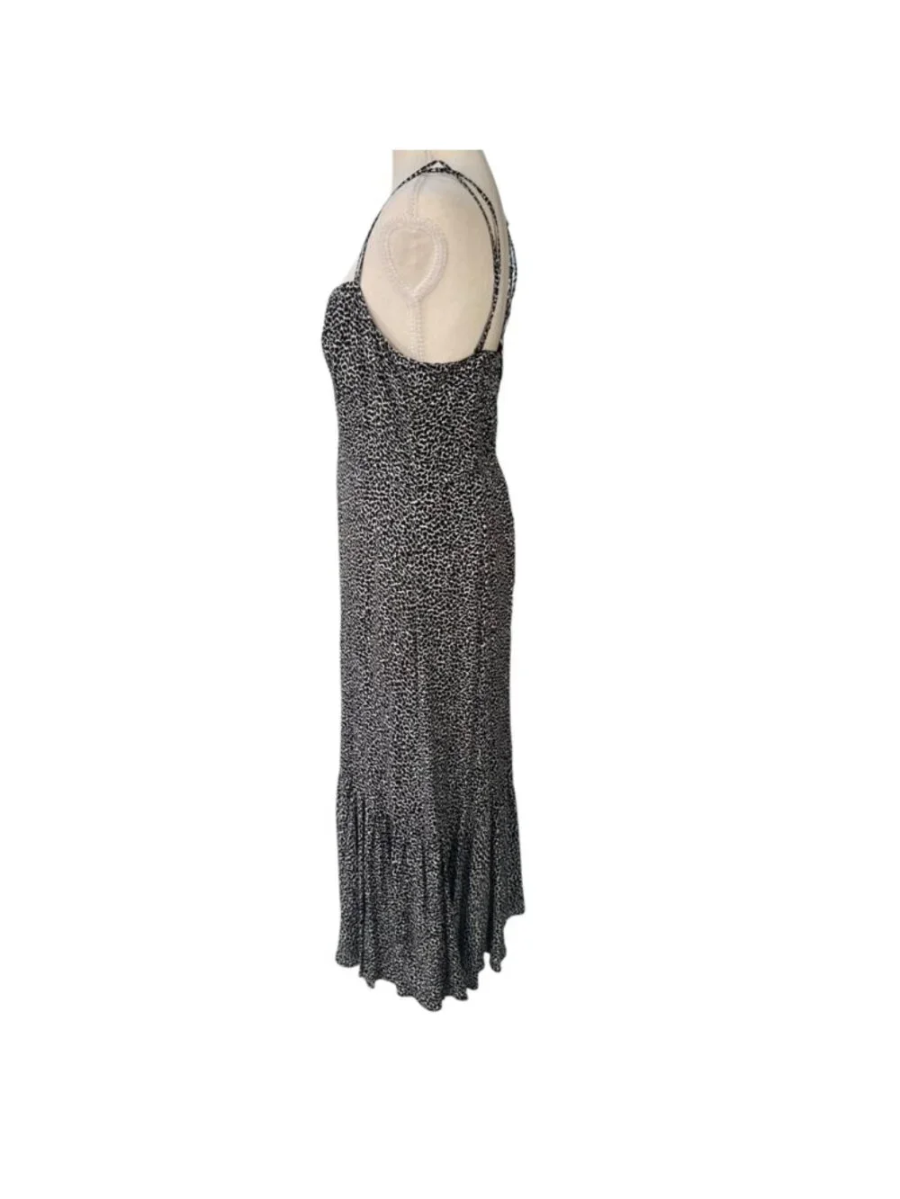 Anthropologie NWT Tina Flounced Midi Dress Black and White Leopard Print Size 14 - Picture 3 of 9